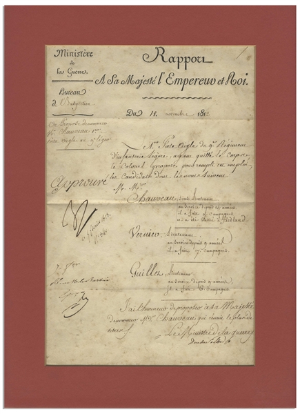 Napoleon Bonaparte Military Document Signed in 1812 as Emperor of France